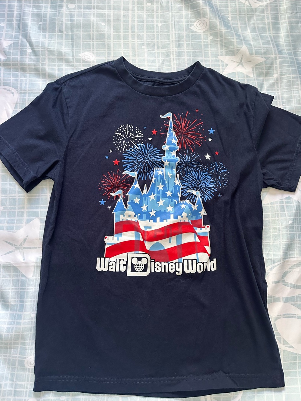 Disney Navy Castle Graphic Tee - Blue & Red